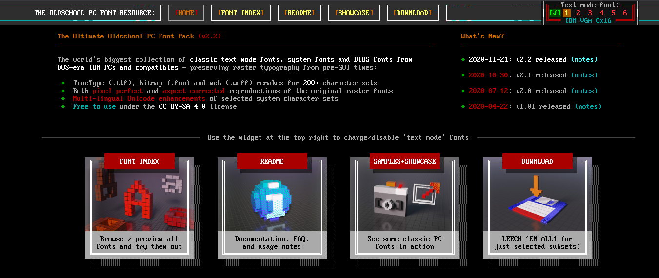 The old school pc font website