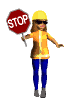 Worker flashing a stop sign